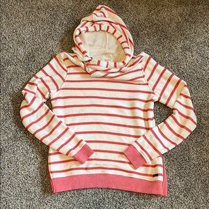 Roxy Women's Large Striped Pink and Cream Hoodie
